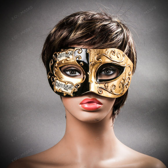 Phantom Of Opera Musical Masquerade Venetian Eye Mask - Black Gold - Picture 9 of 10